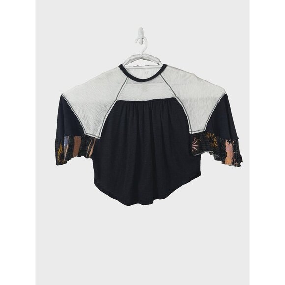 Boho XS Floral Butterfly Sleeve Top Oversized Festival Coastal Fairycore Bat - Picture 4 of 15